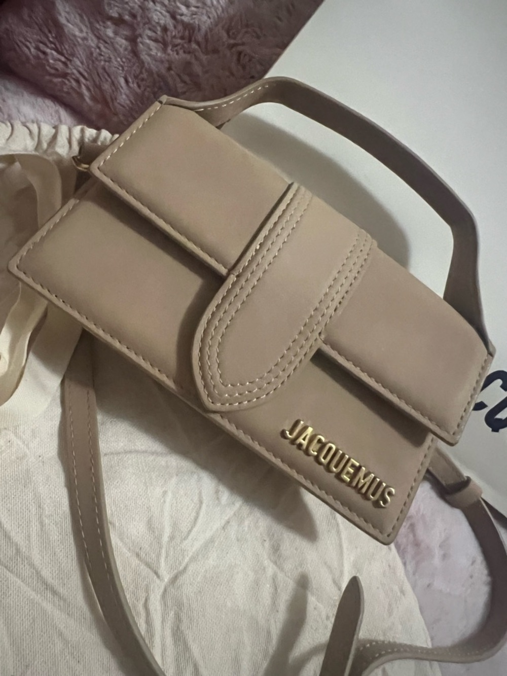 Jacquemus Nude Beige Mini Top-Handle Bag Le Bambino Leather - Picture 2 of 9